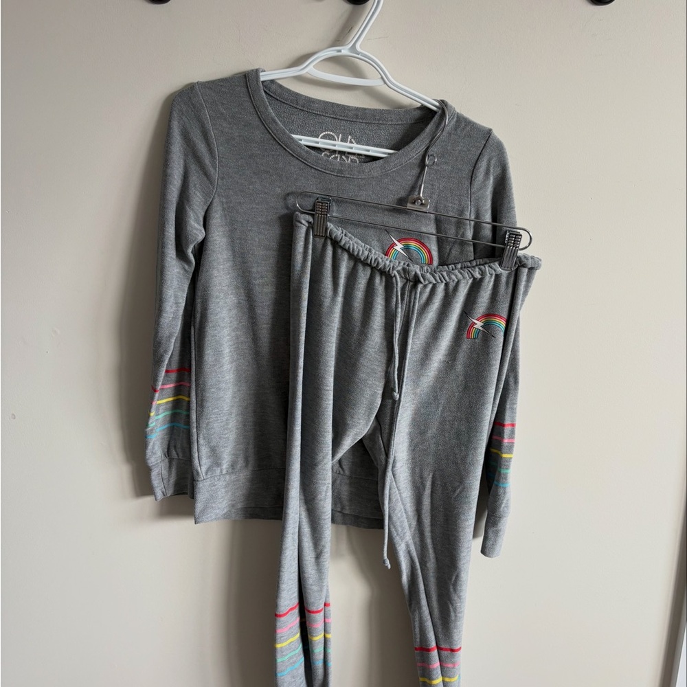 Chaser Gray Pajama Set with Rainbow Accents